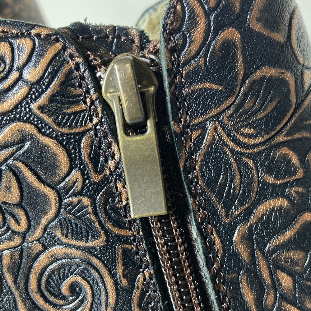 Alegria Boots Womens 38 Ever Roar Chelsea Bootie Brown Leather Zebra Print Wedge - Picture 10 of 16